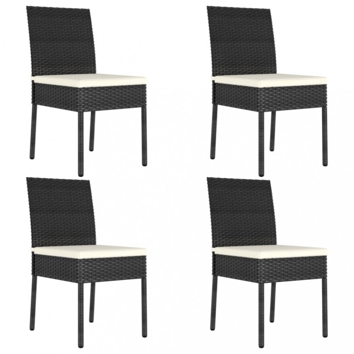 Gossi scaune de masa pentru gradina, 4 buc., negru, poliratan