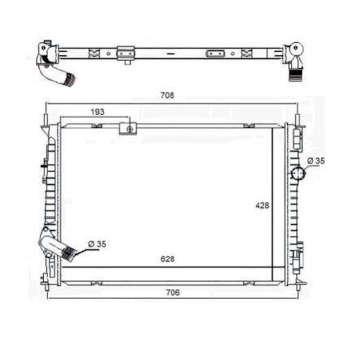 Radiator racire Nissan Qashqai, 08.2011-02.2014, Motorizare 1, 6 Dci 96kw Benzina, tip climatizare cu/fara AC, cutie M/A, dimensiune 628x428x32mm, Cu