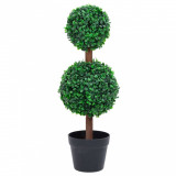 Planta artificiala cimisir cu ghiveci, verde, 60cm, forma minge GartenMobel Dekor, vidaXL
