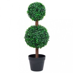 Plantă artificială cimișir cu ghiveci, verde, 60cm, formă minge