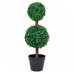 Planta artificiala cimisir cu ghiveci, verde, 60cm, forma minge GartenMobel Dekor