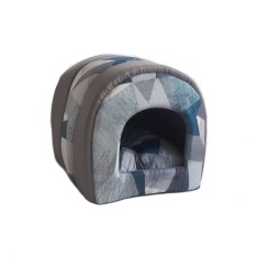 CULCUS TEXTIL PENTRU CAINI SI PISICI TUNEL TAU GEO BLUE 42x38x38 CM foto