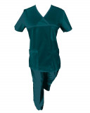Costum Medical Pe Stil, Turcoaz Inchis cu Elastan, Model Classic - 4XL, XL