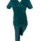 Costum Medical Pe Stil, Turcoaz Inchis cu Elastan, Model Classic - S, XS