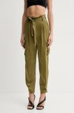 Simona Corsellini pantaloni femei, culoarea verde, fason chinos, high waist, P25CPPA020