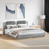 Cumpara ieftin Cadru de pat cu tăblie gri sonoma 200x200 cm lemn prelucrat