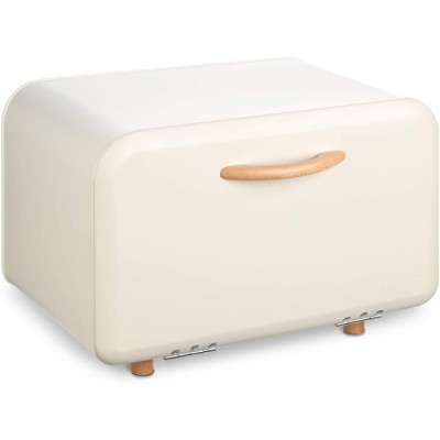 Cutie de paine din metal, Navaris, deschidere frontala, 35.2x23.5x23 cm, Crem, 51503.02.16 foto