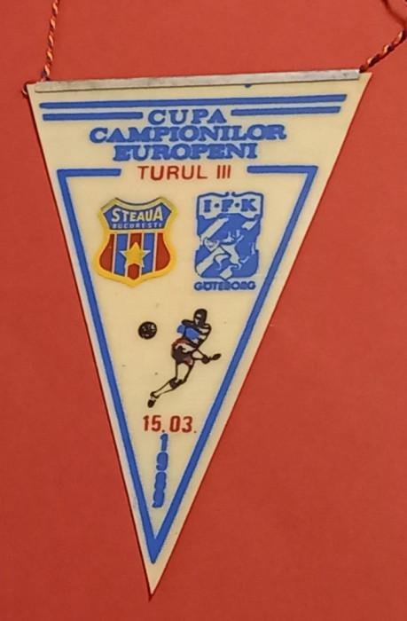 Fanion meci fotbal STEAUA BUCURESTI - IFK GOTEBORG (15.03.1989)