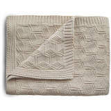 Mushie Knitted Pointelle Baby Blanket pled &icirc;mpletit pentru copii Beige 80 x 100cm 1 buc