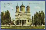 Turnu Magurele (Teleorman) Biserica Sf.Haralambie cu parcul 1925 printata, color, Circulata, Necirculata, Fotografie