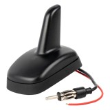 Antena auto universala rechin cu amplificator incorporat si mufa DIN, neagra, pentru majoritatea sistemelor audio auto, AMiO