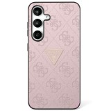 Husa pentru samsung galaxy s25 - guess leather grained hot stamp 4g triangle metal - pink