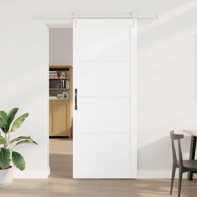 Ușa Glisantă cu Set de Accesorii Alb 93x232 cm Lemn Solid de Pin foto