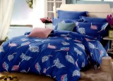 Cumpara ieftin Lenjerie de pat pentru o persoana cu husa de perna dreptunghiulara, Feather, bumbac mercerizat, multicolor