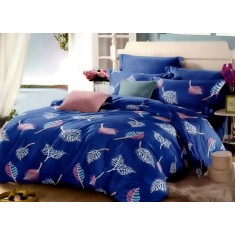 Lenjerie de pat pentru o persoana cu husa de perna dreptunghiulara, Feather, bumbac mercerizat, multicolor