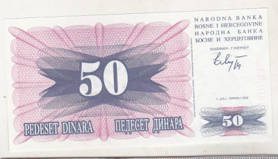 bnk bn Bosnia 50 dinari 1992 unc foto