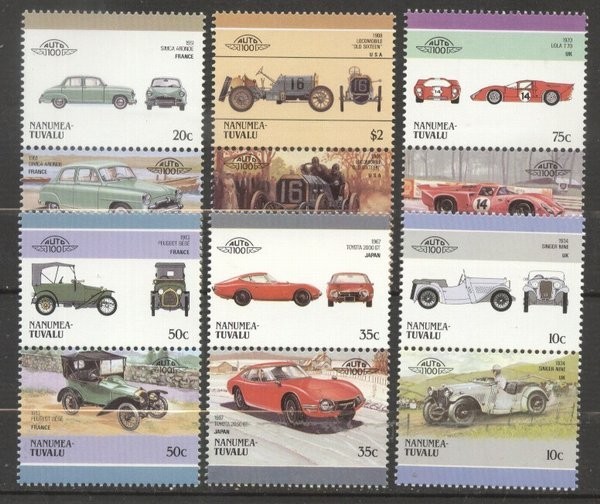 Tuvalu Nanumea 1986 Old cars, 6 pair, MNH B.014