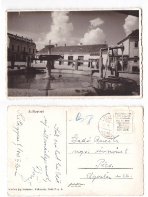 Cehu Silvaniei 1943 - Piata centrala, ilustrata circulata foto
