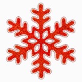 Decoratiune Craciun pentru Geam Rosu, 20 x 20 cm, Fulg de Zapada cu Sclipici