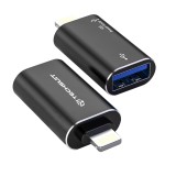 Adaptor OTG premium, USB la Lightning Asteroid GSM AluVoltX A18, negru