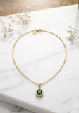 Cumpara ieftin LantiE or din Argint 925 Placat cu Aur, Picatura Verde Smarald , , zEmerald Teardrop,