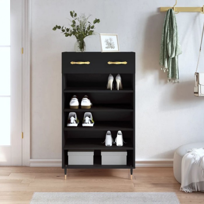 vidaXL Pantofar, negru, 60x35x105 cm, lemn compozit 829589