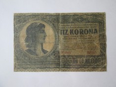 Rara! Ungaria 10 Korona/Coroane 1919 in stare slaba,lipita foto