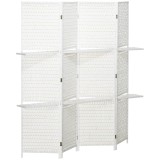 HOMCOM Separator de cameră 4 panouri 2 rafturi pliabile alb paie | Aosom Romania