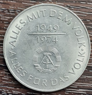 (M219) MONEDA GERMANIA DEMOCRATA (RDG, DDR) -10 MARK 1974, COMEMORARE 25 ANI DDR foto