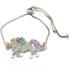 Bratara unicorn, simbol de curaj, bijuterie zironiu curcubeu pentru copii și femei