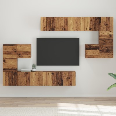 vidaXL Set comodă TV 8 pcs Lemn vechi Mediu 30.5 x 30 x 30 cm foto