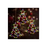 Set de 3 decorațiuni LED de Crăciun pentru fereastră Therlan cu 8 moduri de iluminare, alimentate cu baterii și cu telecomandă