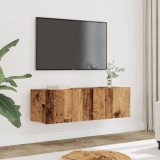 Gossi comoda tv de perete, 2 buc. lemn vechi, 100x30x30 cm