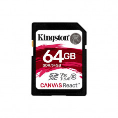 Card Kingston Canvas React SDXC 64GB Clasa 10 UHS-I U3 V30 100Mbs foto