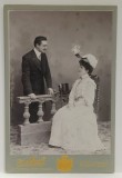STUDIO FOTO ALFRED BRAND , SINAIA - PLOIESTI , CUPLU IN STUDIO , FOTO CABINET , CCA. 1900