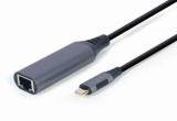 ADAPTOR RETEA GEMBIRD , extern, USB-C Type-C, port RJ-45, 1000 Mbps, cablu 0.15m, grey, &quot;A-USB3C-LAN-01&quot; (timbru verde 0.03 lei)