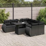 Cumpara ieftin Gossi set mobilier de gradina cu perne, 9 piese, negru, poliratan