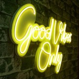 Cumpara ieftin Decoratiune luminoasa LED de perete Good Vibes Only 2 Galben 37x62x2 cm