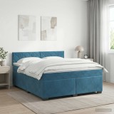 Cumpara ieftin Pat boxspring cu saltea Albastru inchis 160 x 200 cm Catifea