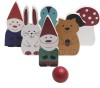 Set Bowling Lemn Prietenii Padurii BS Toys, 6 popice animale, minge inclusa, 3 ani+