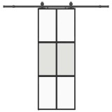 Cumpara ieftin Usa glisanta cu set feronerie neagra 76x205cm sticla securizata