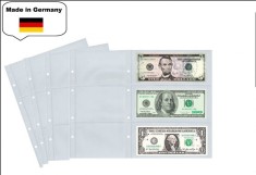 Set 5 folii pentru bancnote, Premium, cu 3 buzunare de 80 x 180 mm