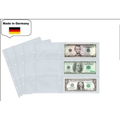 Set 5 folii pentru bancnote, Premium, cu 3 buzunare de 80 x 180 mm