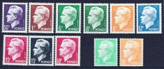 DB1 Monaco Uzuale 1950 - 51 Rainier III 11 v. MNH