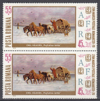 ROMANIA 1970 LP 749 ZIUA MARCII POSTALE ROMANESTI PERECHE MNH foto