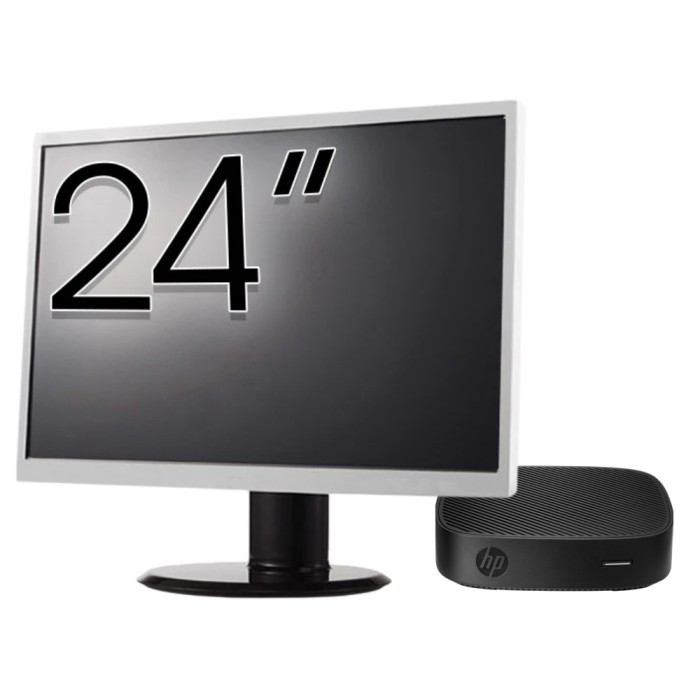 Pachet PC Second Hand HP T430 Thin Client, Intel Celeron N4000 1.10-2.60GHz, 2GB DDR4, 16GB SSD + Monitor 24&amp;quot; NewTechnology Media