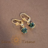 Cercei clasici placati cu aur 18K cu cristal zirconia albastru-marin