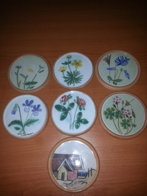7 x placa suport florala ceramica handmade Bengt Lindqvist &amp;Ouml;dsm&amp;aring;l Odsmal Suedia foto