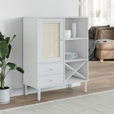 Dulap &icirc;nalt SENJA aspect ratan alb, 90x40x112cm, lemn masiv pin