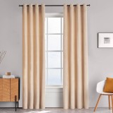 Set draperii din catifea cu inele argintii, Madison, 150x265 cm, densitate 700 g/ml, Coconut, 2 buc